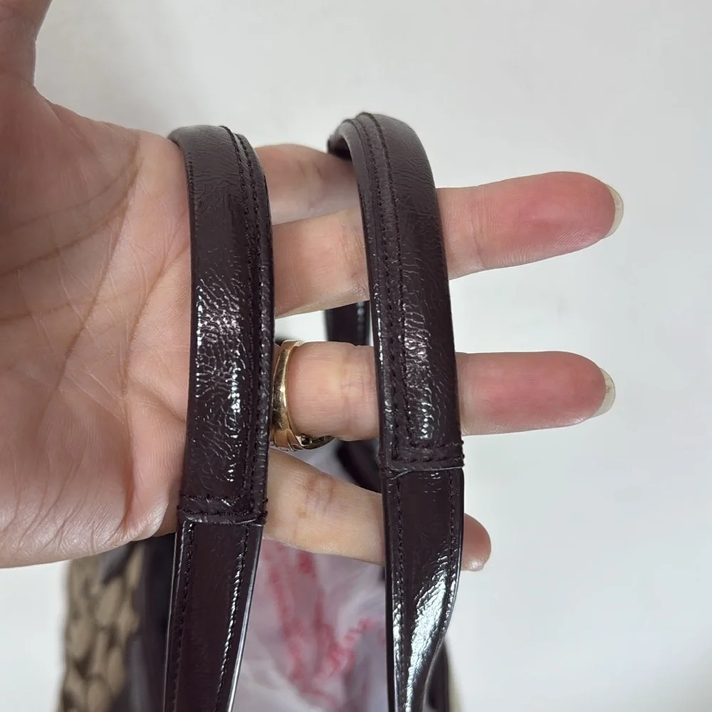 (X2) Coach, Brown shoulder bag with signature founded in 1941 - Picture 4 of 15